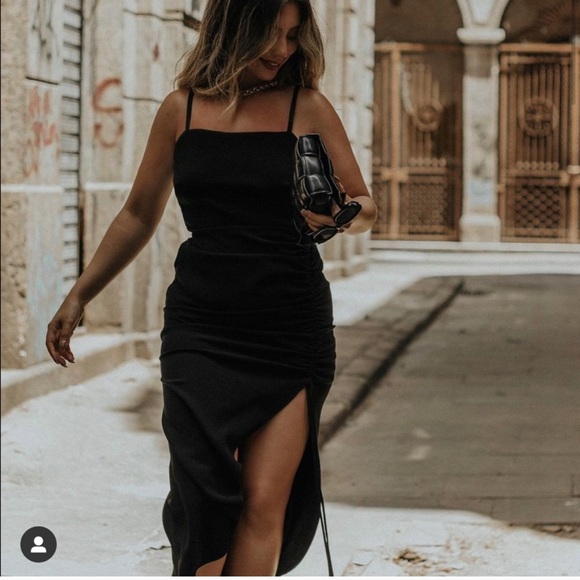 ZARA Draped Dress Black - Picture 3 of 9